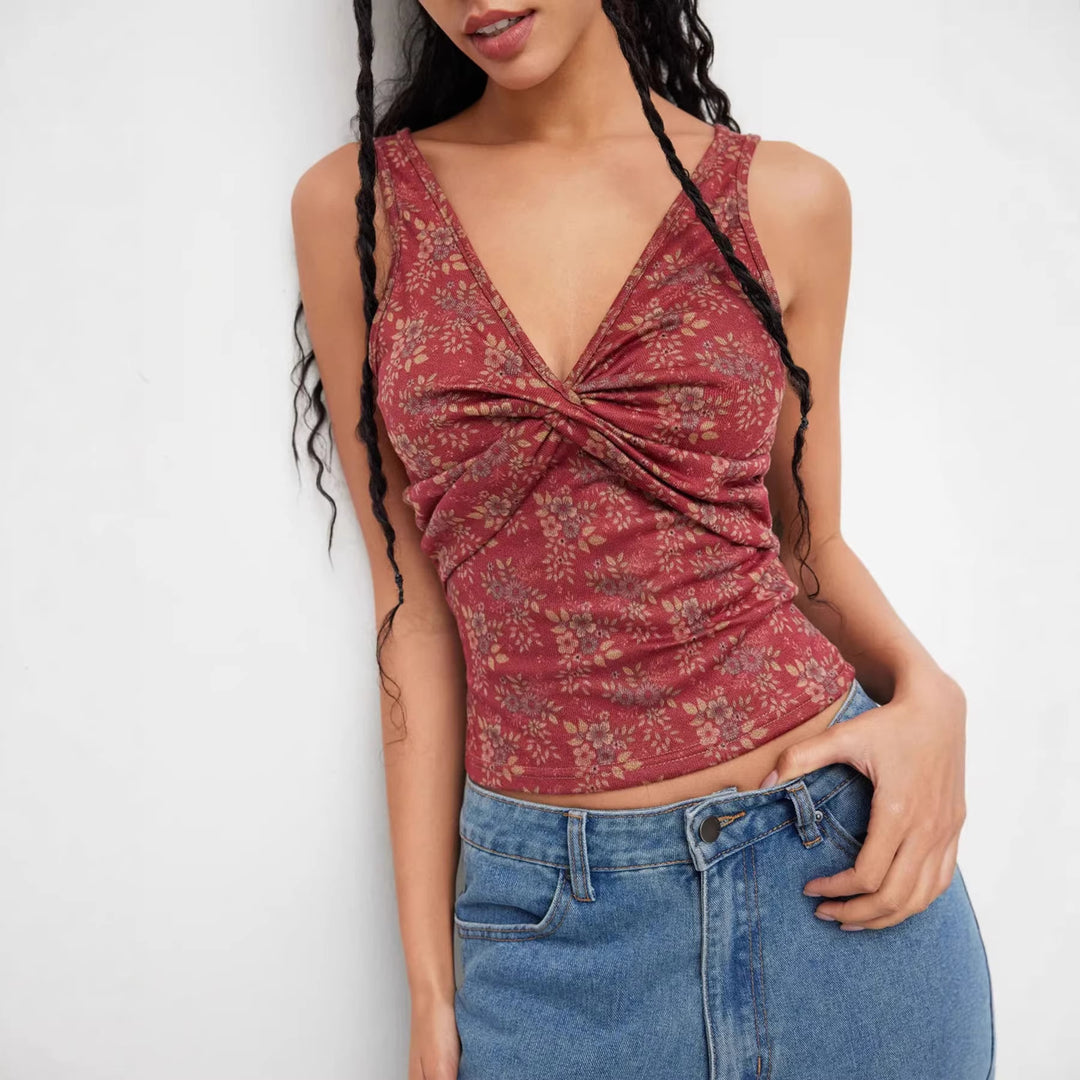 Damen Dekoratives Floral Top mit Raffungen Echo Archiv