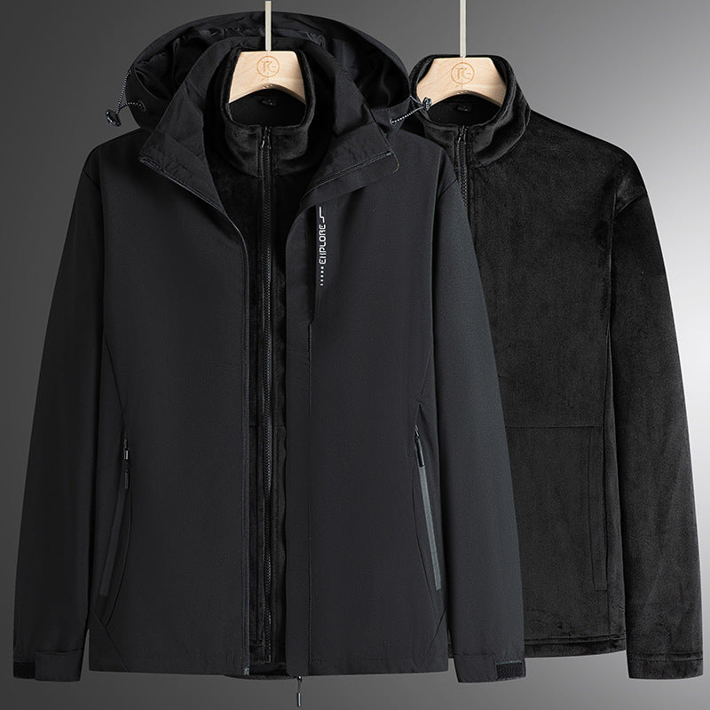 Herren Modular Softshell Parka mit abnehmbarer Fleece-Innenjacke, winddichter Außenschale und verstellbarer Kapuze – Taviero