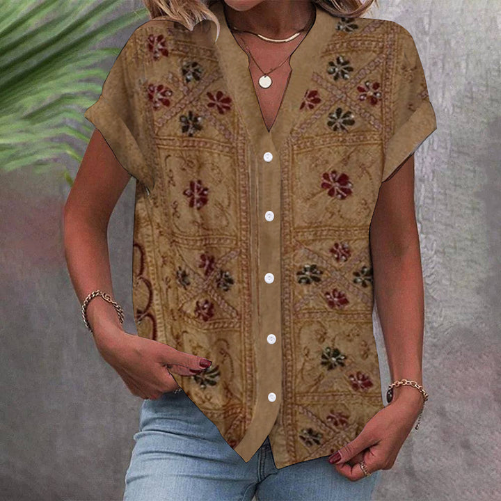 Damen Bluse mit floralem Design und Knopfleiste Echo Archiv
