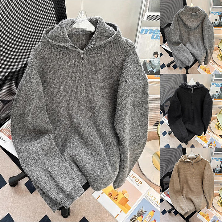 Herren Grobstrick Pullover mit Kapuze und Reißverschluss Echoarchiv