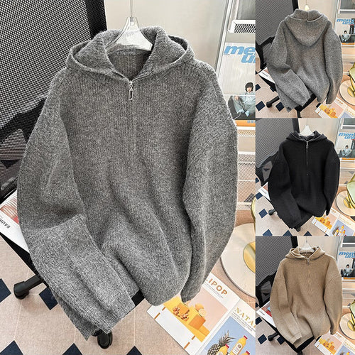 Herren Grobstrick Pullover mit Kapuze und Reißverschluss Echoarchiv