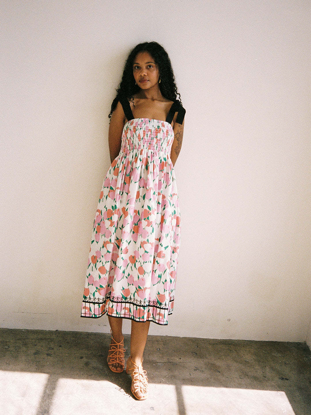 Damen Maxikleid mit floralem Print und elastischem Oberteil Echo Archiv