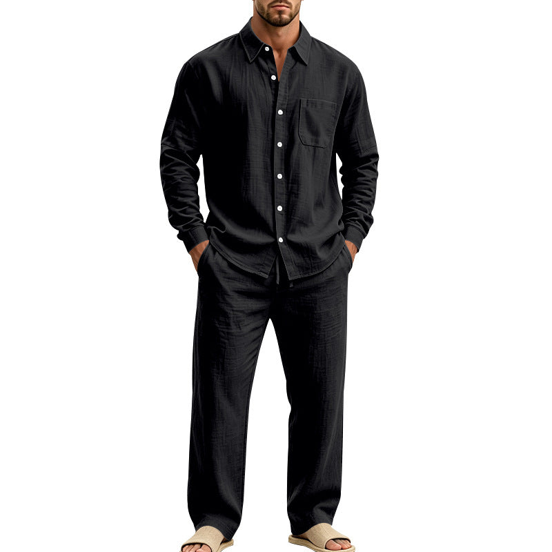 Herren entspanntes Leinen-Hemd und weite Loungewear-Hose Echoarchiv