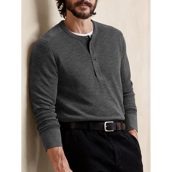 Herren Henley-T-Shirt mit Knopfleiste und weichem Baumwollstoff Echoarchiv
