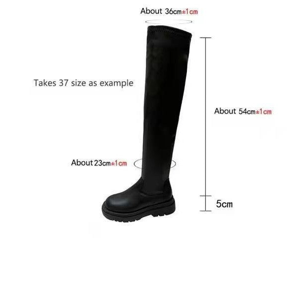Damen Overknee-Stiefel mit elastischem Stretchschaft und grober Lug‑Plateausohle Echo Archiv