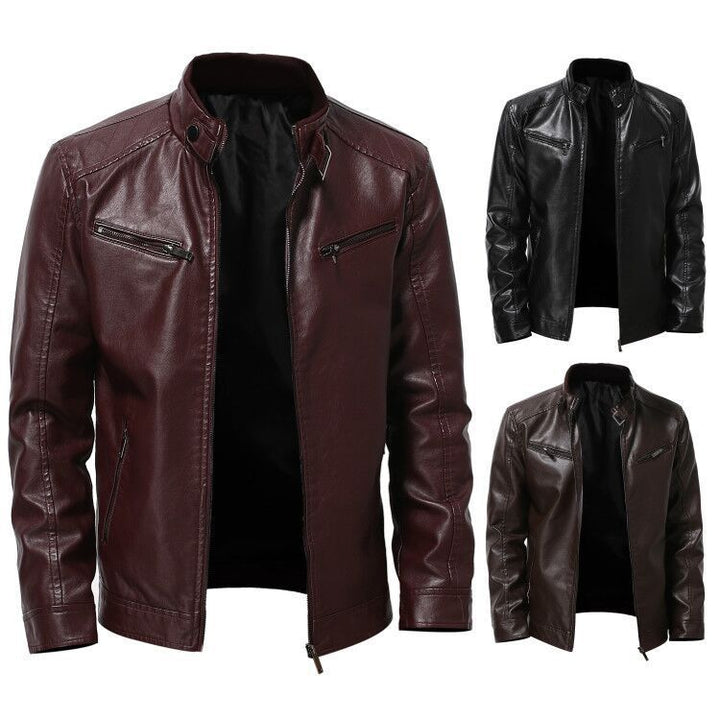 Herren stylische Kunstleder-Motorradjacke im Biker-Stil Echoarchiv