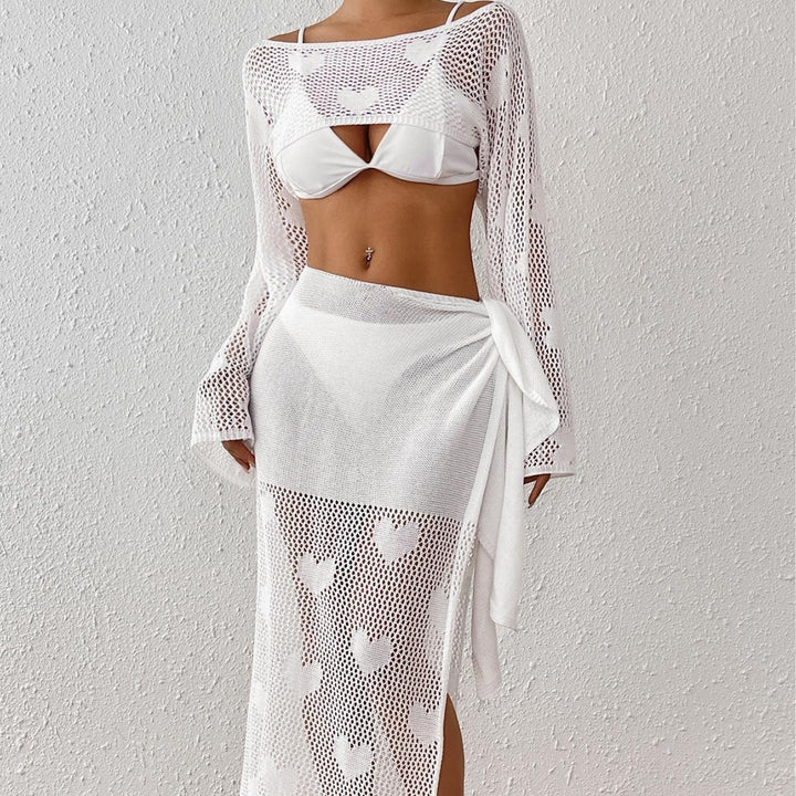 Damen Transparenter Strandsarong mit Herzen Echo Archiv