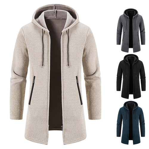 Herren praktische und stilvolle Fleecejacke mit Kapuze und Reißverschlusstaschen Echoarchiv
