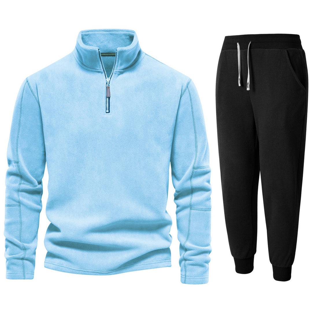 Herren Fleece-Relaxanzug mit Stehkragen und langen Hosen Echoarchiv