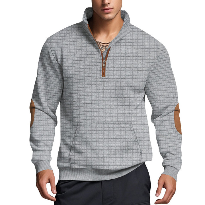 Herren strukturierter Fleece-Pullover mit modischem Stehkragen Echoarchiv