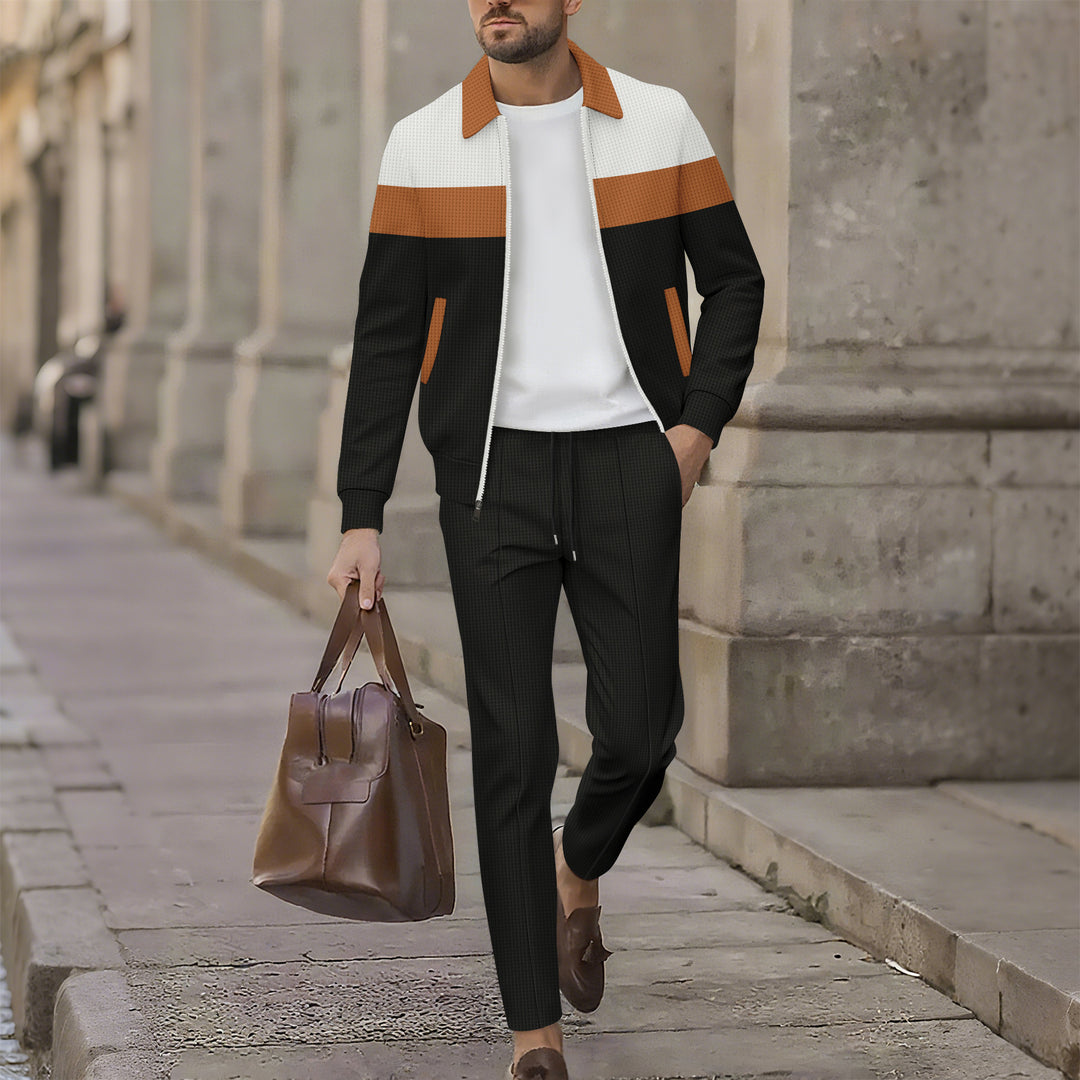 Herren modische Freizeitjacke mit strukturiertem Design und bequemen Jogginghosen Echoarchiv