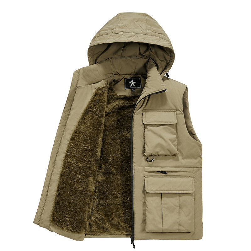 Herren Multifunktionale Outdoorweste mit Kapuze und wärmendem Fleecefutter – Marzano