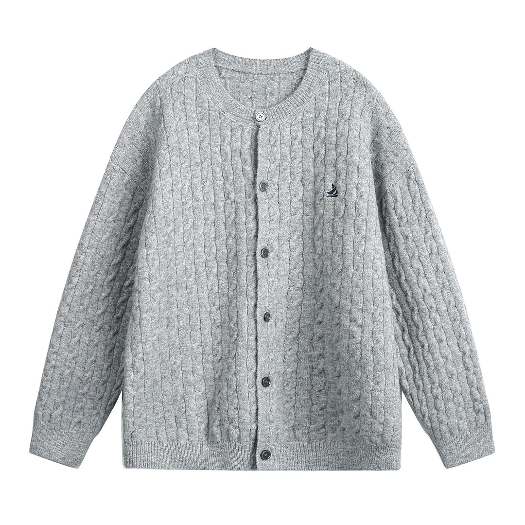 Damen Strickjacke im Flechtmuster mit Rundhals, Oversize-Schnitt und durchgehender Knopfleiste Echo Archiv