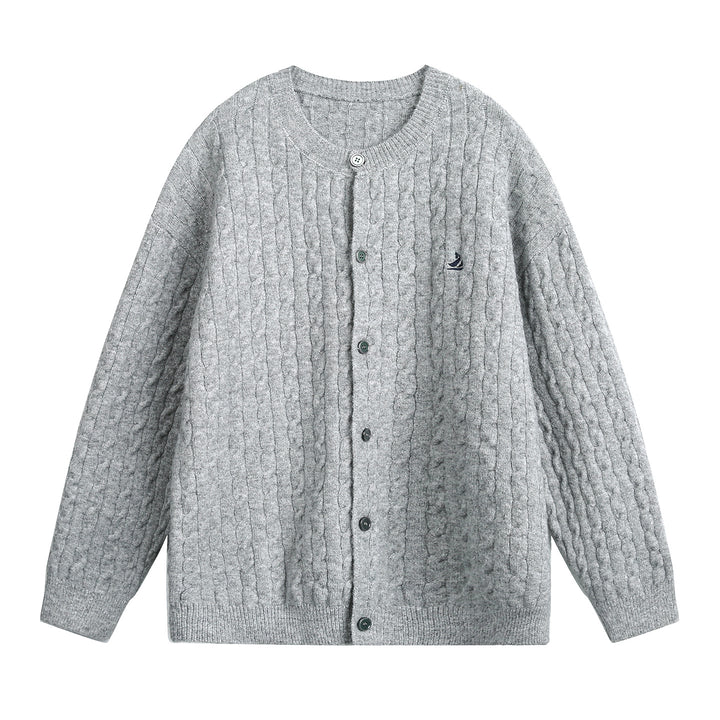 Damen Strickjacke im Flechtmuster mit Rundhals, Oversize-Schnitt und durchgehender Knopfleiste Echo Archiv