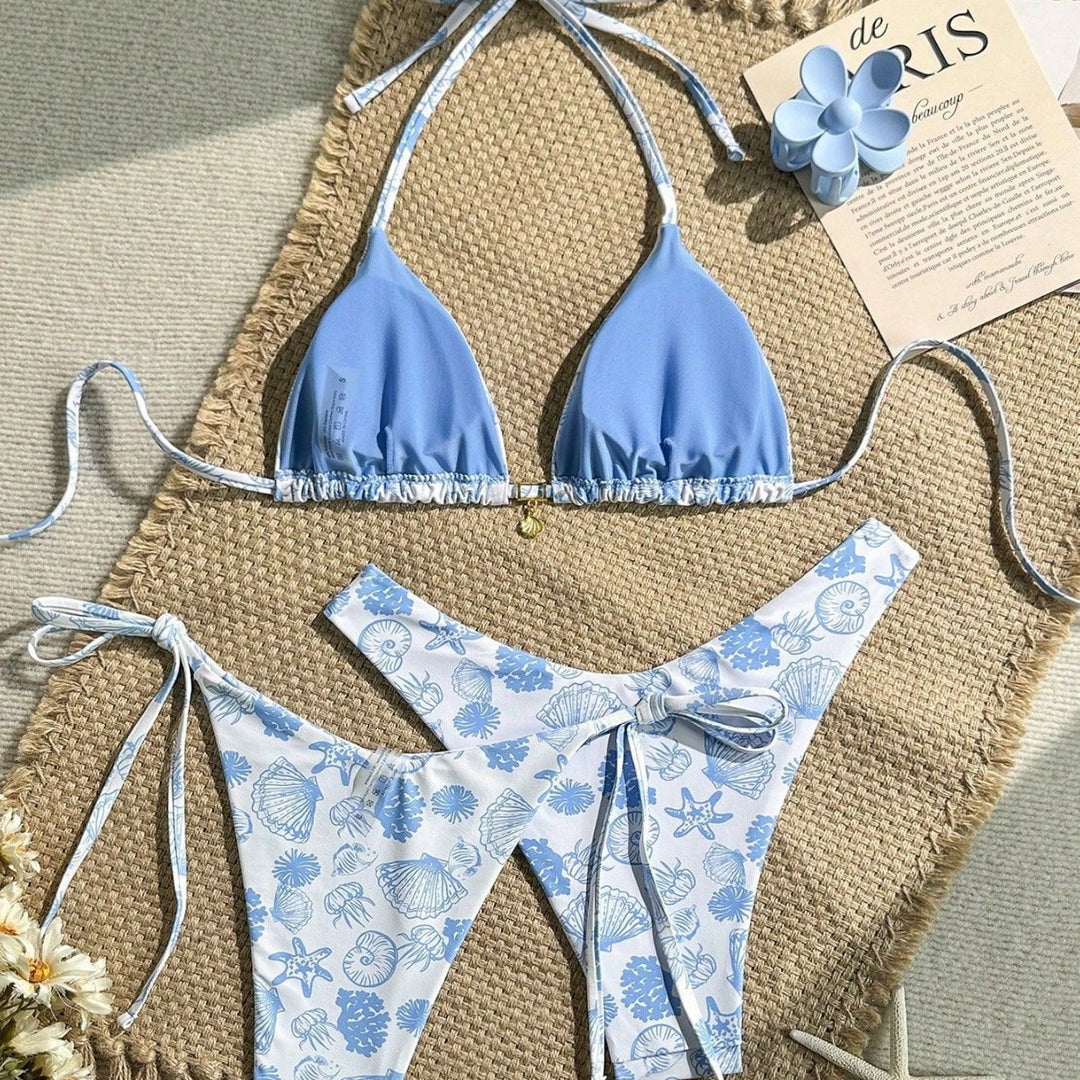 Damen hochwertiger Triangel-Bikini mit floralen Motiven Echo Archiv