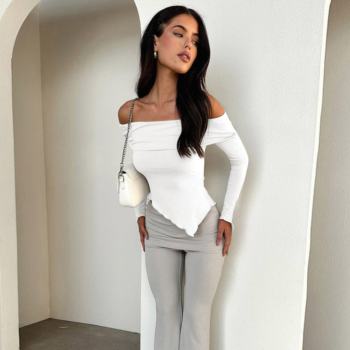Damen Off-Shoulder Shirt mit eleganten Trompetenärmeln Echo Archiv