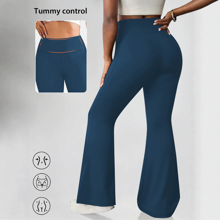 Damen Flare-Leggings mit hohem Bund, butterweichem Stretch und formender Hüftnaht echoarchiv-