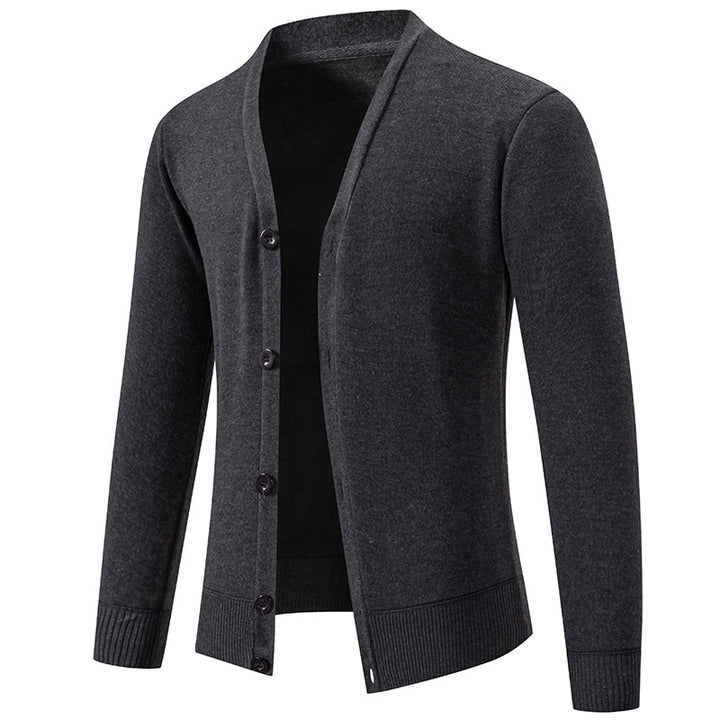 Herren nan leichte Feinstrick-Strickjacke mit V-Ausschnitt, verdeckter Knopfleiste und elastischem Rippbündchen Echo Archiv