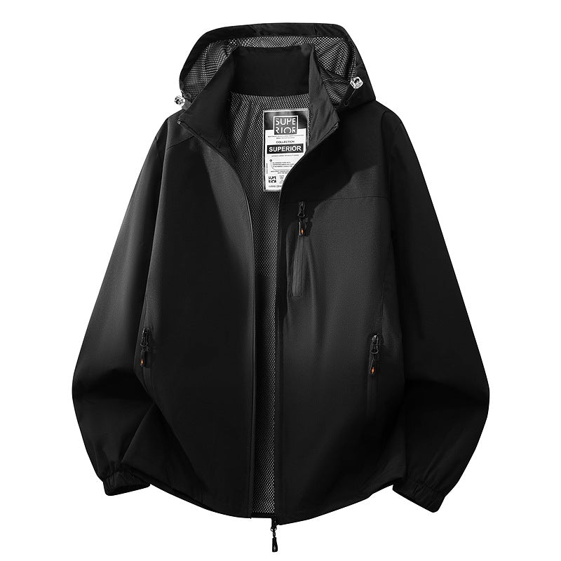Herren Leichte wasserabweisende Kapuzen‑Softshelljacke mit Mesh‑Futter, Reißverschlusstaschen & elastischen Bündchen Echoarchiv