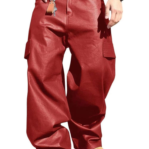 Herren Weit geschnittene Cargo‑Hose in Lederoptik mit Klappentaschen Echo Archiv