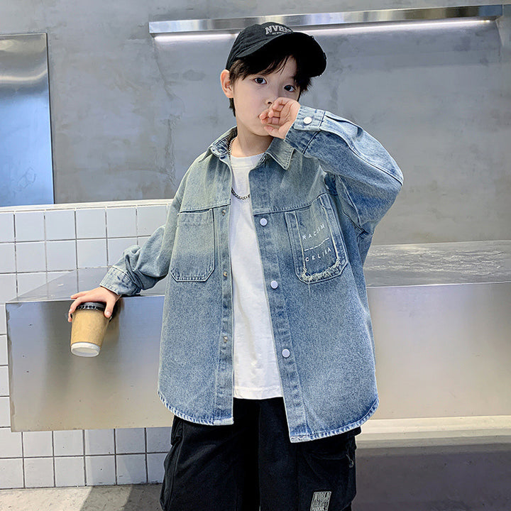 Unisex moderne Denim-Hemdjacke Echo Archiv