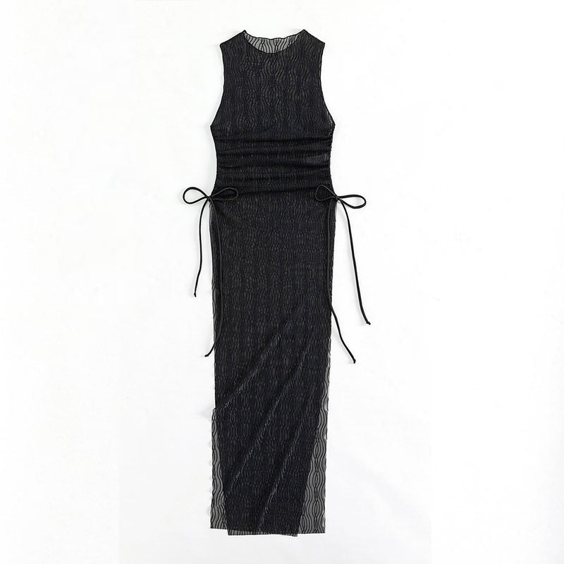Damen Maxikleid mit taillierter Silhouette und elastischen Bindebändern Echo Archiv