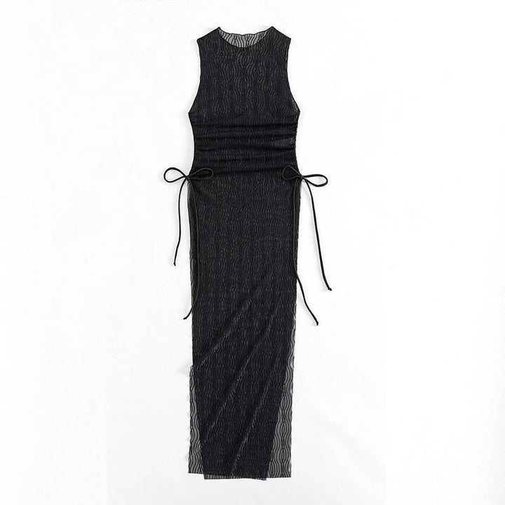 Damen Maxikleid mit taillierter Silhouette und elastischen Bindebändern Echo Archiv
