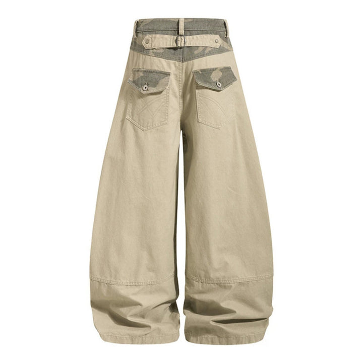 Damen weite Palazzohose aus Baumwolle mit Camouflage-Bund und Utility-Nähten Echoarchiv