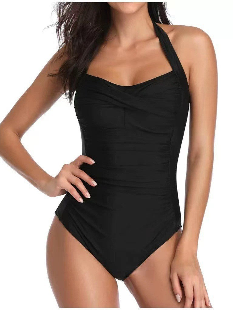 Damen Eleganter Einteiler Badeanzug mit femininem Raffungselement Echo Archiv