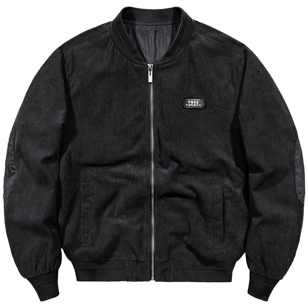 Herren Cord-Blouson im Bomberstil mit Rippenstruktur und Badge-Detail – Brevano