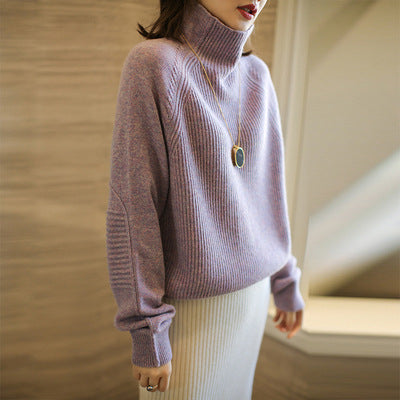 Damen Rollkragenpullover aus feinem Rippstrick mit Raglanärmeln und legerer Silhouette Echoarchiv