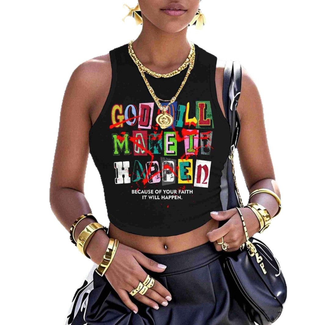 Damen Crop-Top mit kreativem Schriftzug und modernem Grafikdesign Echo Archiv