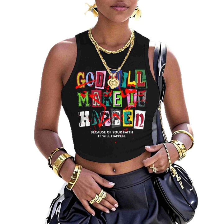 Damen Crop-Top mit kreativem Schriftzug und modernem Grafikdesign Echo Archiv