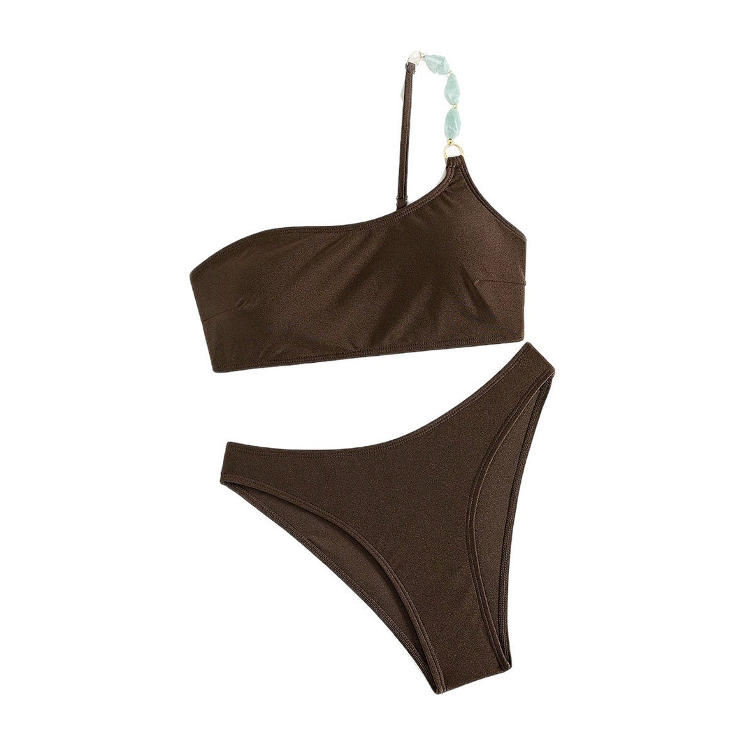 Damen One-Shoulder-Bikini-Set mit modischem Schmuckdetail Echo Archiv