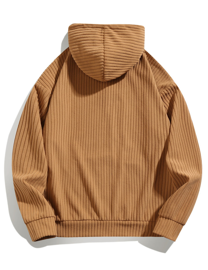 Herren lässiger Kapuzenpullover mit geripptem Design und praktischen Taschen Echoarchiv