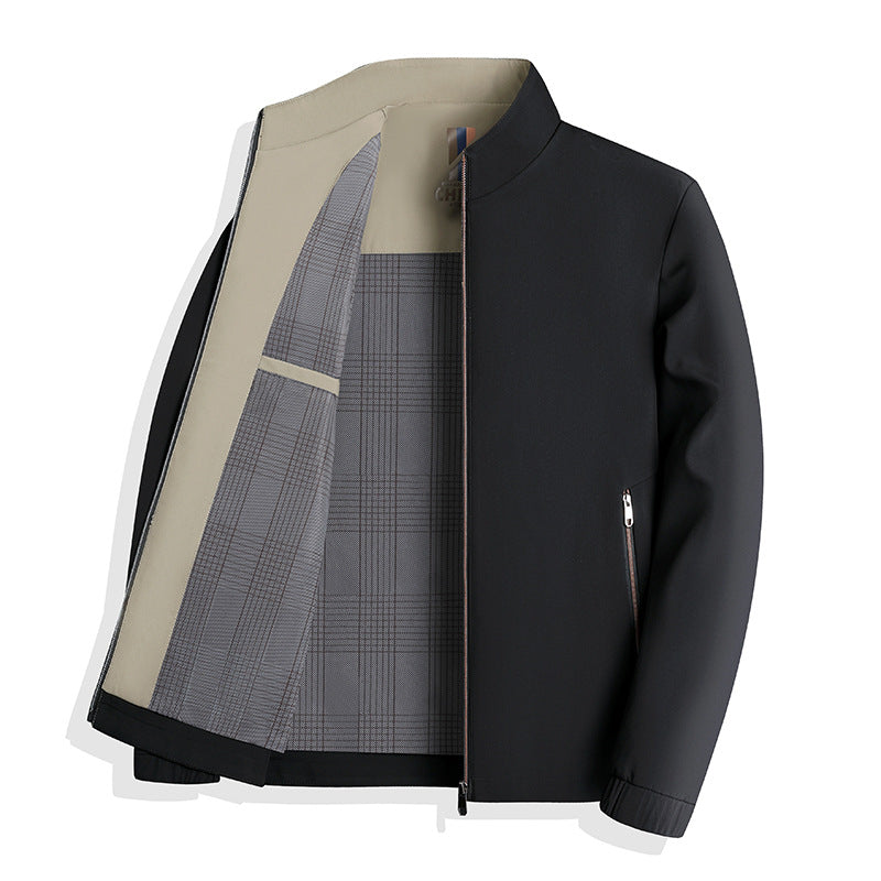 Herren nan leichte Harringtonjacke mit Stehkragen, Reißverschlusstaschen und kariertem Innenfutter Echo Archiv