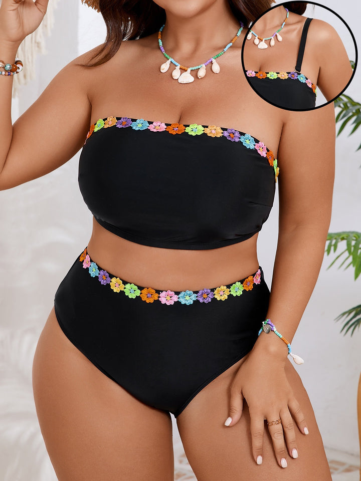 Damen Bandeau-Bikini-Set mit floralem Akzent Echo Archiv