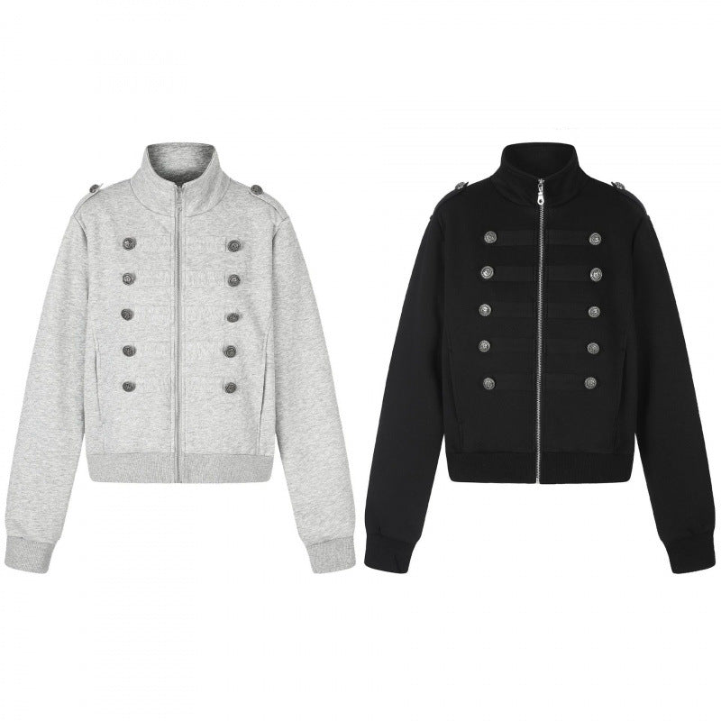 Unisex Sweatjacke im Military-Look mit doppelter Knopfleiste Echo Archiv