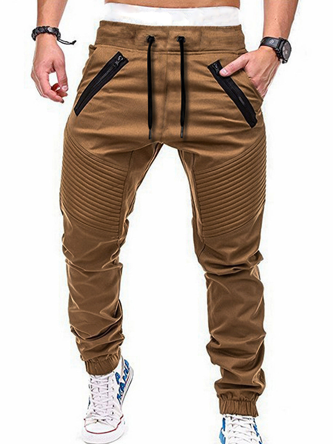 Herren Freizeit Jogginghose mit kontrastierenden Reißverschlusstaschen und elastischem Bund Echoarchiv