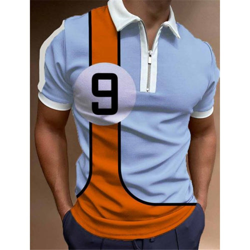 Herren Poloshirt mit angesagtem Grafikdesign und praktischem Reißverschluss Echoarchiv