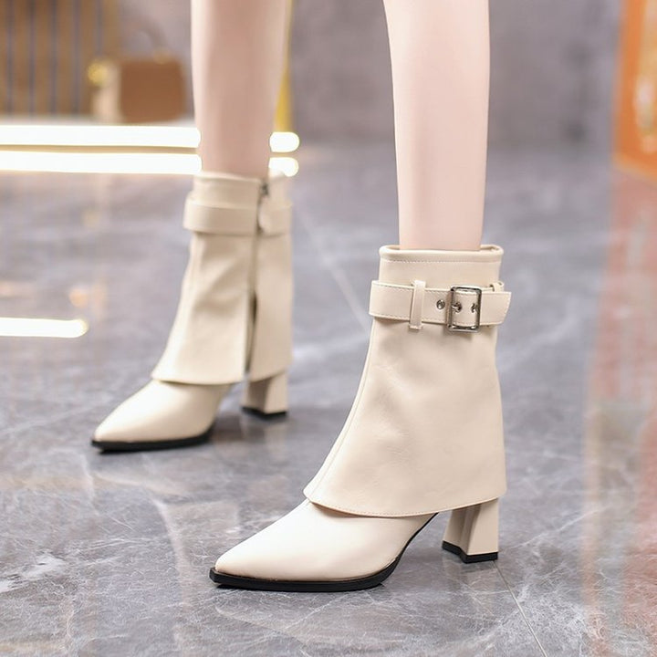 Damen Modische Stiefeletten mit elegantem Bund und Blockabsatz Echo Archiv