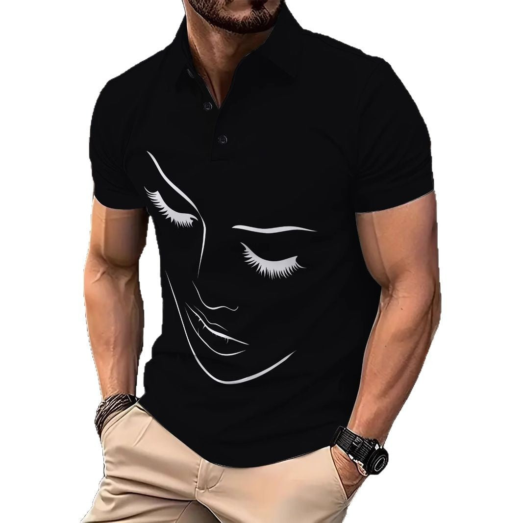 Herren Poloshirt mit kreativem Grafikdruck Echoarchiv