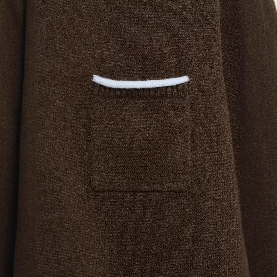 Damen Cardigan mit kontrastfarbener Knopfleiste und zweifarbigen Ärmeln Echoarchiv