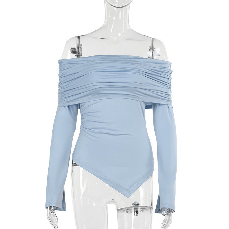 Damen schulterfreies Oberteil mit Rüschendetails und asymmetrischem Saum Echo Archiv
