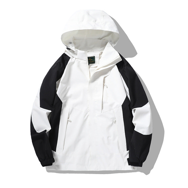 Herren Nano Wind- und wasserabweisende Outdoor-Hoodie-Jacke mit Belüftungsnetz, verstellbarer Kapuze und verdeckter Vorderklappe – Cavarno