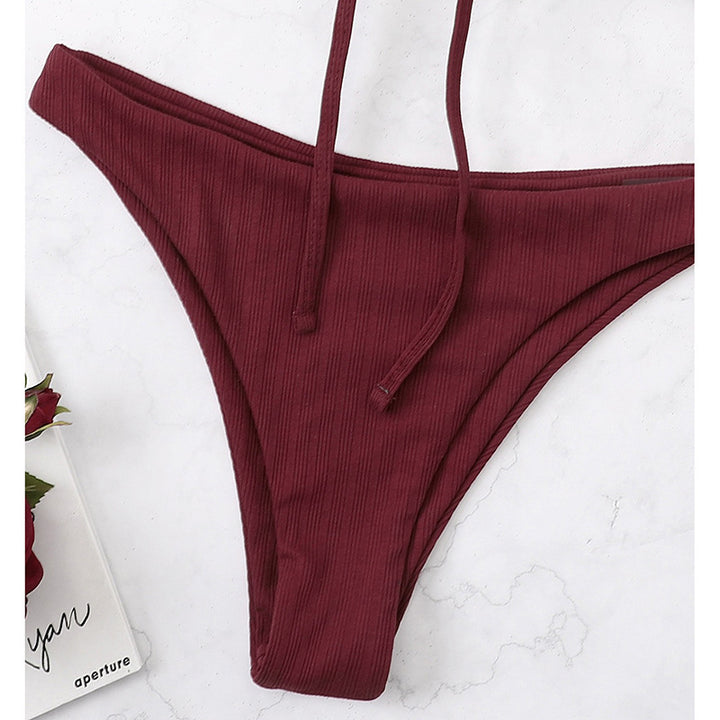 Damen Hochschnittiger Bikini mit modischem Rüschendesign und verstellbaren Trägern Echo Archiv