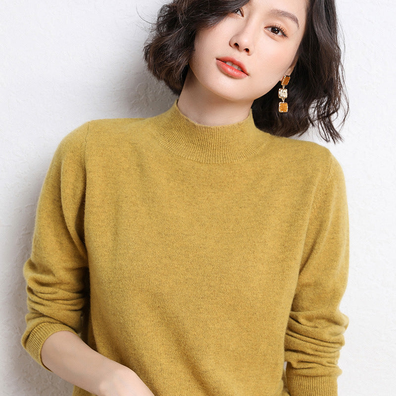 Damen Luxuriöser Kaschmir-Feinstrickpullover mit Stehkragen Echoarchiv