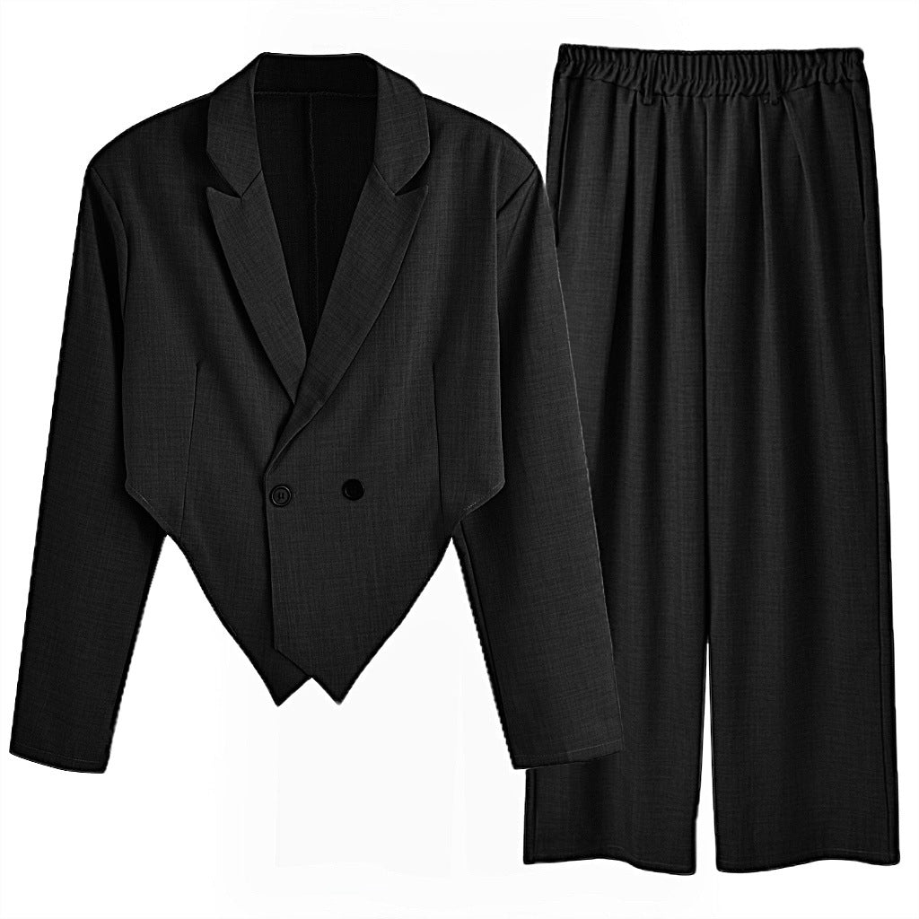 Damen nan Business-Set mit asymmetrischem Drapé-Blazer und Bundfaltenhose mit Gummibund Echo Archiv