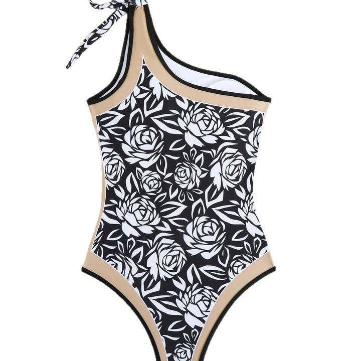Damen Einseitiger Badeanzug mit floralem Muster und dekorativem Schleifen-Detail Echo Archiv