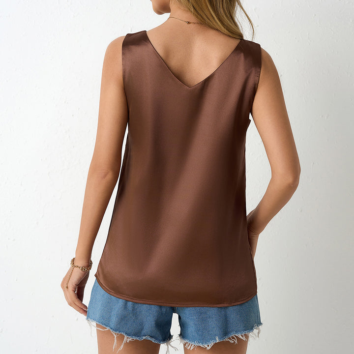Damen Satin Cami-Top mit elegantem V-Ausschnitt und schmalen Trägern Echo Archiv